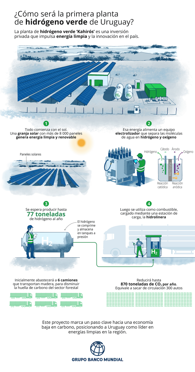 Infografía: ¿Cómo será la primera planta de hidrógeno verde de Uruguay? 